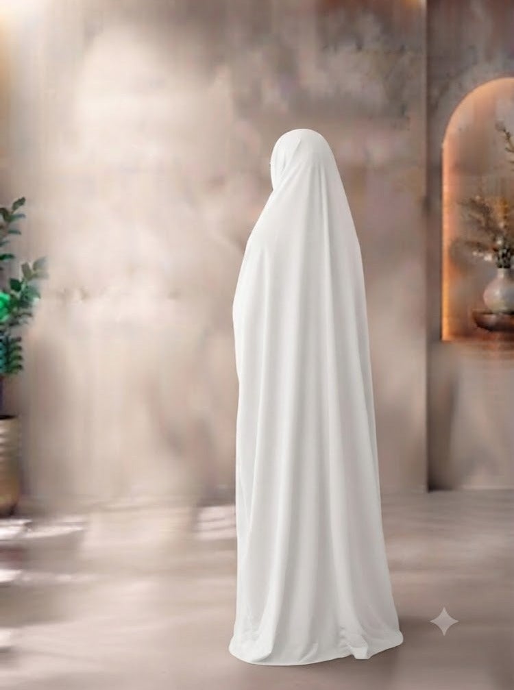 AMYAE One Piece Islamic prayer dress women with long sleeve - Prayer Clothes for Women - Namaz Prayer Dress Abaya For women - Jilbab 1 piece, Umrah essentials for women - Prayer set Salah Dress, Namaz Wear White Color - Image 3