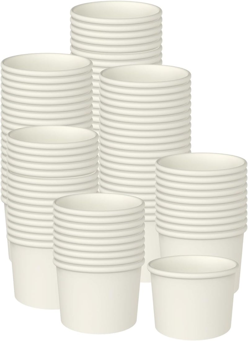 Axe Sickle Stable base 100 Pcs 4 Ounce Paper Ice Cream Cups Disposable Dessert Bowls for Hot or Cold Food, Sundae, Frozen Yogurt, Soup, White KSA standard compatible design - Image 1
