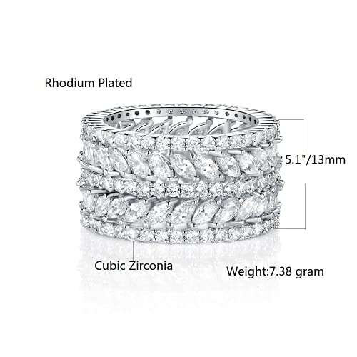 Gemsme 14K Gold Plated Marquise Cubic Zirconia Eternity Statment Ring for Women (5) - Image 2