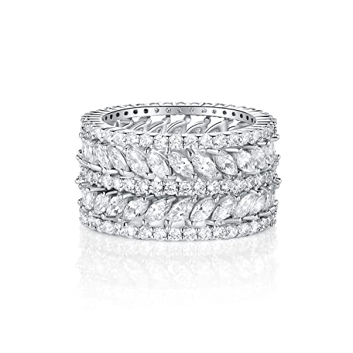 Gemsme 14K Gold Plated Marquise Cubic Zirconia Eternity Statment Ring for Women (5) - Image 5