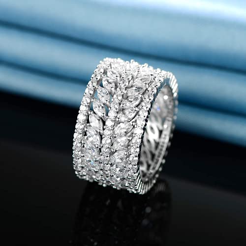 Gemsme 14K Gold Plated Marquise Cubic Zirconia Eternity Statment Ring for Women (5) - Image 4