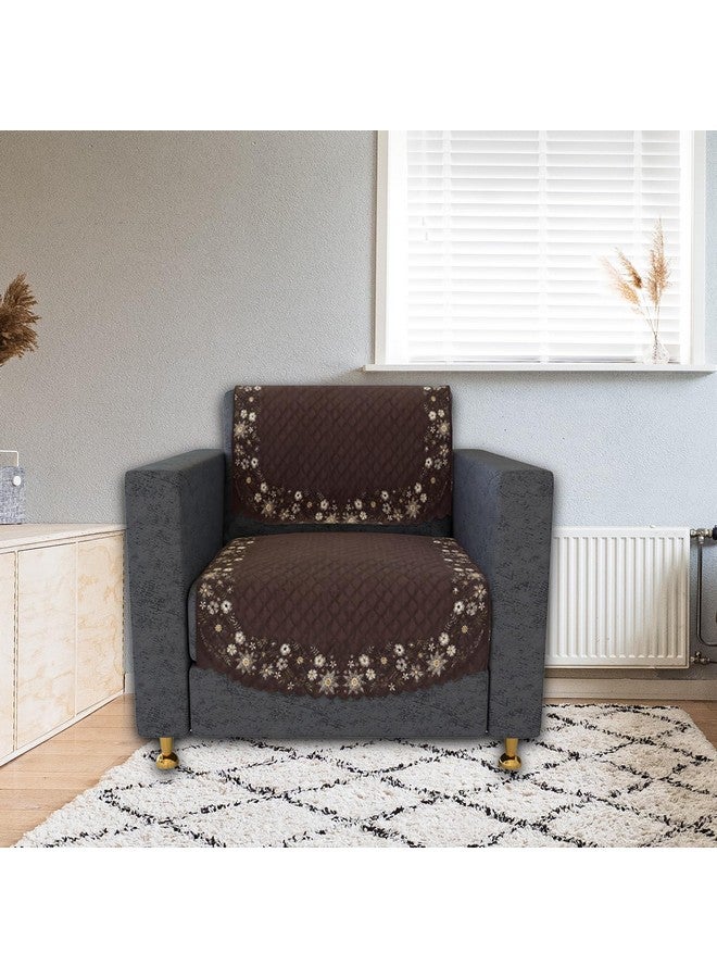 Kuber Industries Sofa Cover | Velvet Single Seater Sofa Slip Cover Set | Digital Painting Sofa Cover | Suede Ultra Sonic Couch Cover | Sofa Slipcover Set Living Room | Brown - Image 2