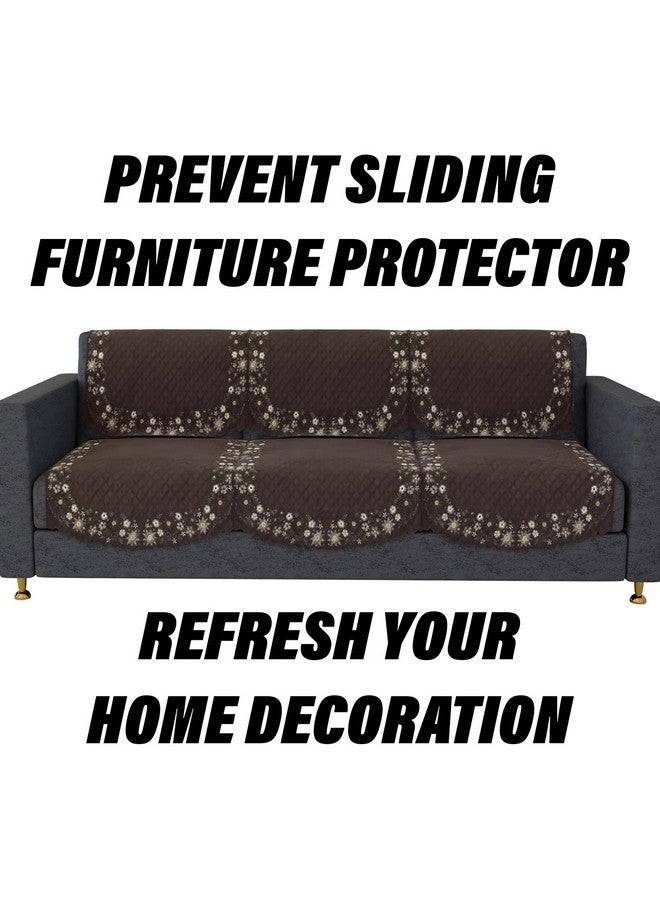 Kuber Industries Sofa Cover | Velvet Single Seater Sofa Slip Cover Set | Digital Painting Sofa Cover | Suede Ultra Sonic Couch Cover | Sofa Slipcover Set Living Room | Brown - Image 4