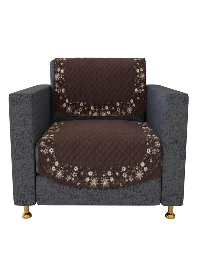 Kuber Industries Sofa Cover | Velvet Single Seater Sofa Slip Cover Set | Digital Painting Sofa Cover | Suede Ultra Sonic Couch Cover | Sofa Slipcover Set Living Room | Brown - Image 1