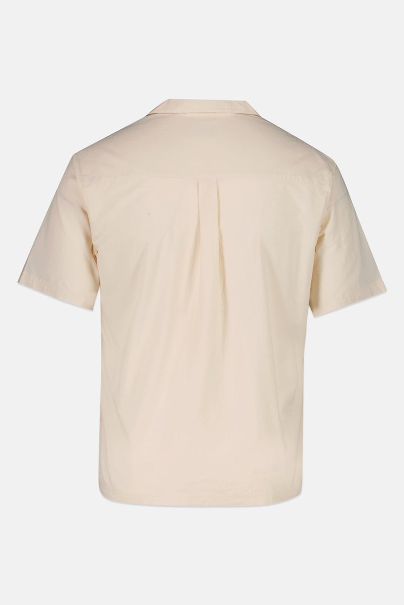 adidas Originals Men Sportswear Fit Short Sleeve Outdoor Shirt, Beige - Image 3