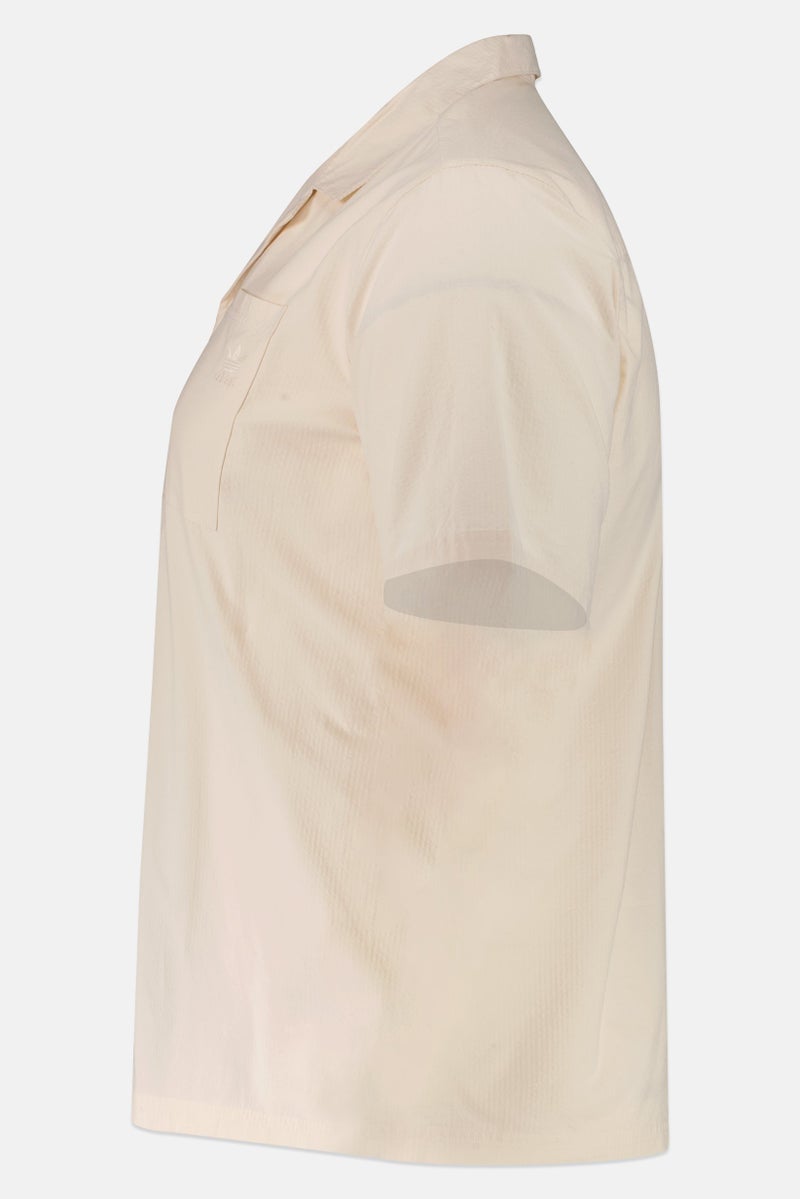 adidas Originals Men Sportswear Fit Short Sleeve Outdoor Shirt, Beige - Image 4