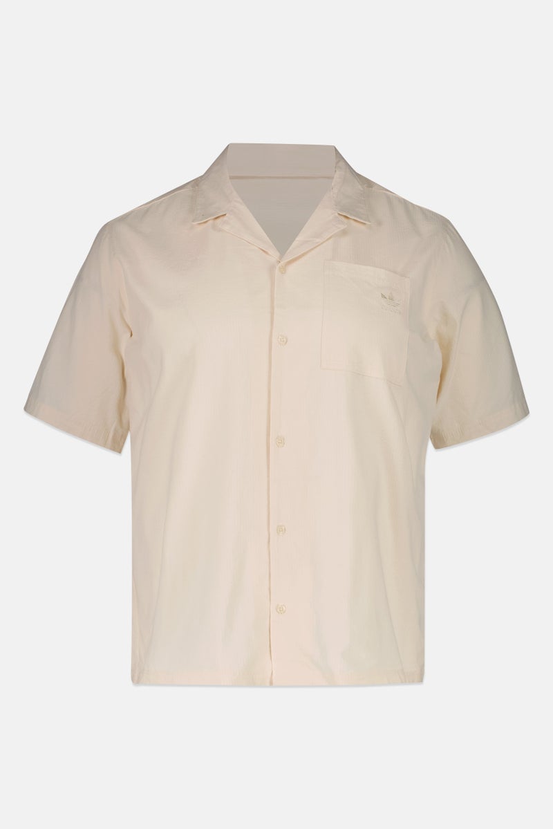 adidas Originals Men Sportswear Fit Short Sleeve Outdoor Shirt, Beige - Image 2
