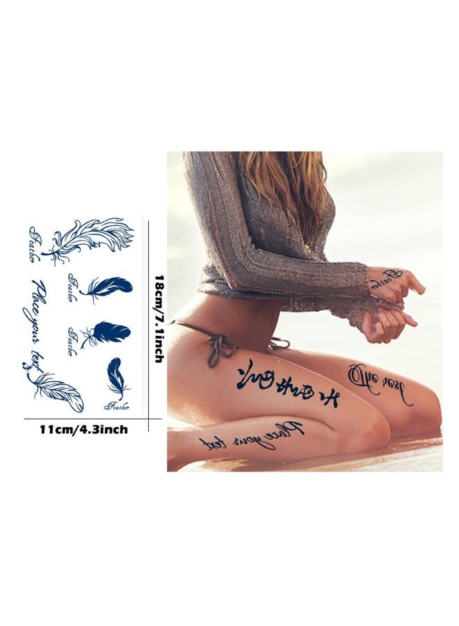 PADOUN Butterfly Feather Semi Permanent Tattoo, 6-Sheet Long Lasting 1-2 Weeks Temporary Tattoos Chinese English Letter Tattoo Stickers, 100% Plant-Based Ink Infinity Realistic Fake Tattoos for Adult - Image 4