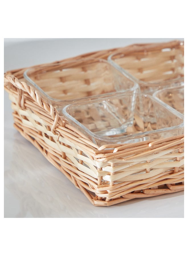 Home Box طقم وجبات خفيفة زجاجي مكون من 5 قطع تصميم بسيط 24.7x25.2x12 سم - Image 3