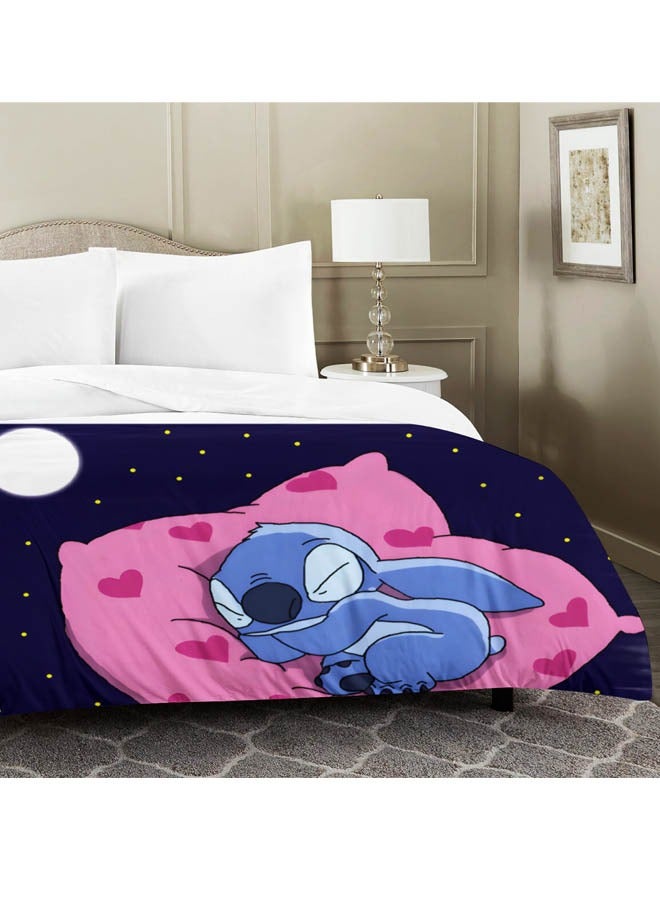 Cartoon Stitch pattern bedding three-piece set with soft microfiber polyester sheets including cover and two pillowcases (size 150cmX200cm)  - Image 3