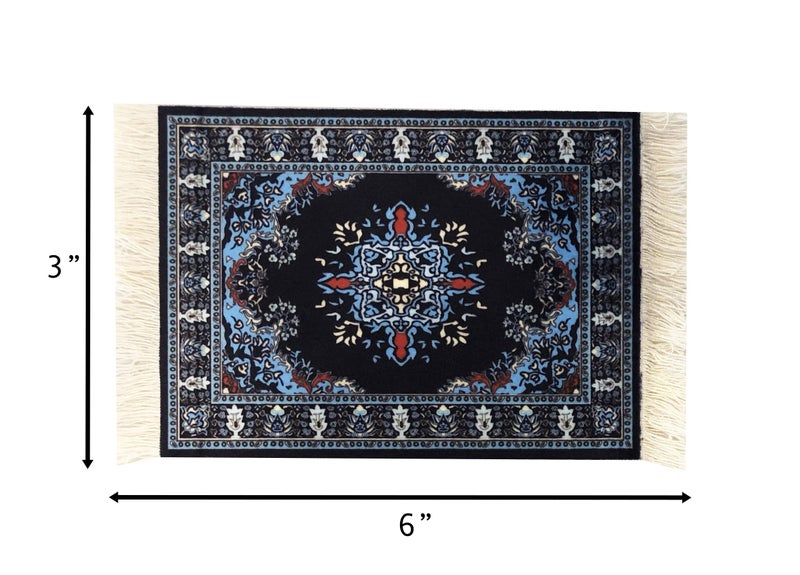 Inusitus Carpet Coasters, Set of 4 Turkish Rug Style Table Drink mats, Absorbent Kitchen and Dining Accessories, Spill & drip Protection, Rectangular - Image 2