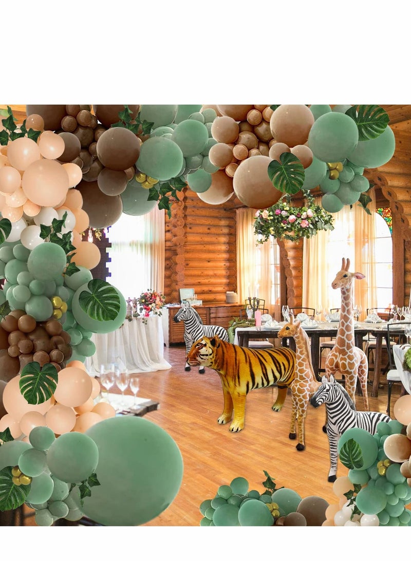 Excefore 142PCS Sage Green Brown Balloon Arch Kit, Jungle Safari Wild Woodland Arch, Olive Gold Coffee Party for Birthday Graduation Baby Shower Wedding Holiday Decoration - Image 2