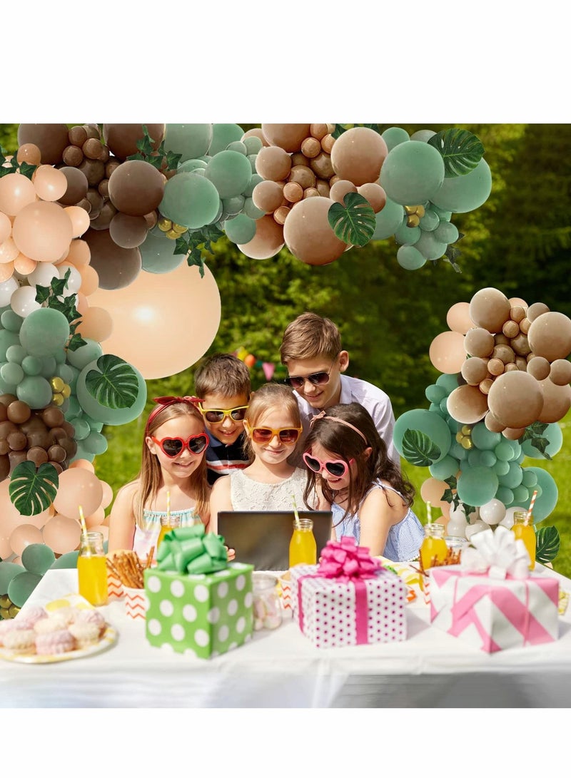 Excefore 142PCS Sage Green Brown Balloon Arch Kit, Jungle Safari Wild Woodland Arch, Olive Gold Coffee Party for Birthday Graduation Baby Shower Wedding Holiday Decoration - Image 3
