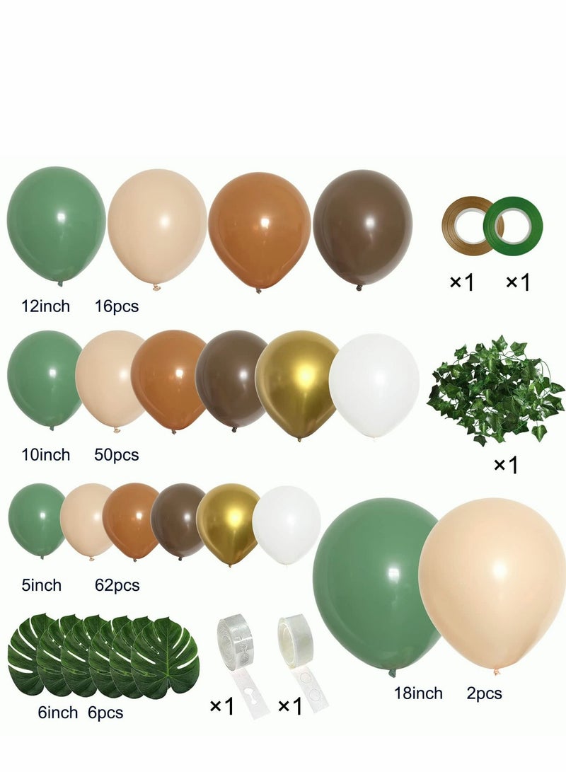 Excefore 142PCS Sage Green Brown Balloon Arch Kit, Jungle Safari Wild Woodland Arch, Olive Gold Coffee Party for Birthday Graduation Baby Shower Wedding Holiday Decoration - Image 5
