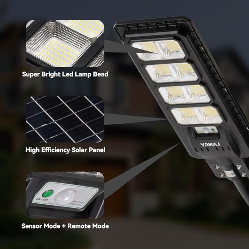 LANGY 200 W Led Solar Street Lights, 360 PCS LED High Lumes Solar Powered Street Lamp Outdoor,Dusk to Dawn Security Led Post Street Light - Image 5