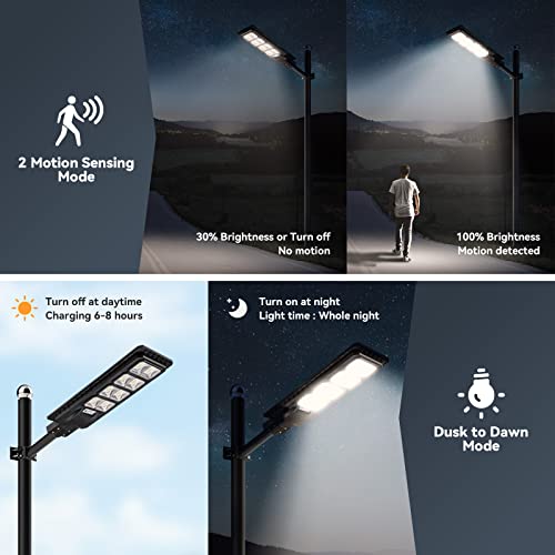 LANGY 200 W Led Solar Street Lights, 360 PCS LED High Lumes Solar Powered Street Lamp Outdoor,Dusk to Dawn Security Led Post Street Light - Image 2