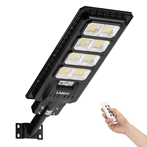 LANGY 200 W Led Solar Street Lights, 360 PCS LED High Lumes Solar Powered Street Lamp Outdoor,Dusk to Dawn Security Led Post Street Light - Image 1