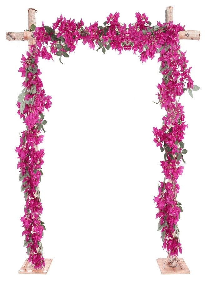 IPOPU 5.9 Ft Artificial Bougainvillea Flowers Garland 2PCS Fake Silk Bougainvillea Vines Long Plant Faux Bougainvillea Wreaths for Centerpieces Table Runner Wedding Arch Wall Decorations (Deep Pink) - Image 1