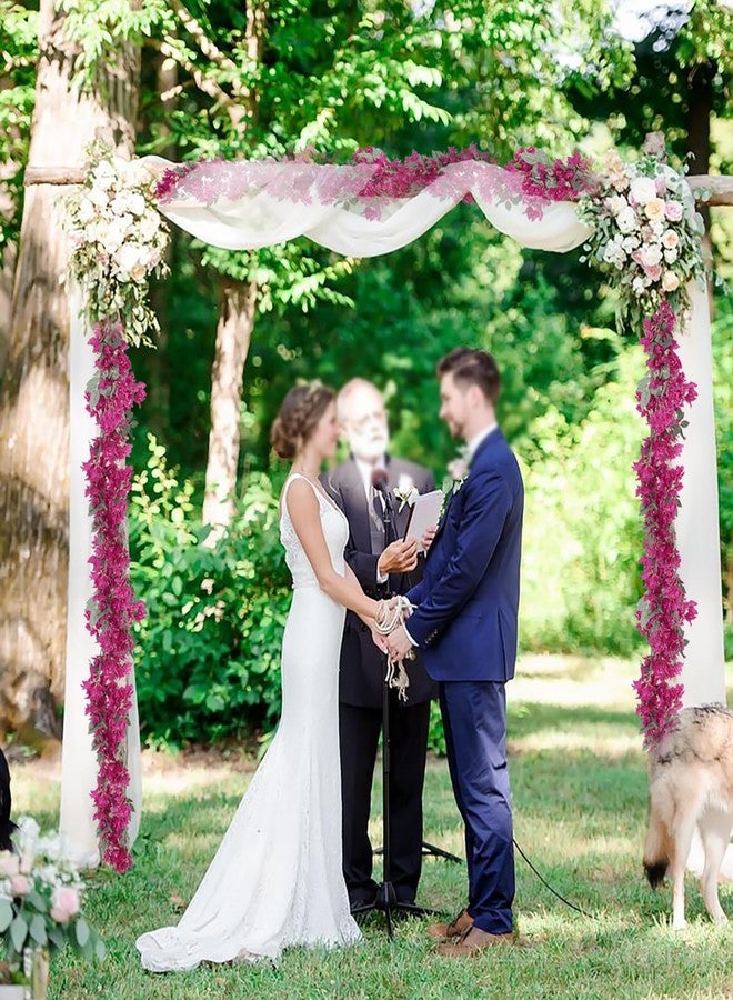 IPOPU 5.9 Ft Artificial Bougainvillea Flowers Garland 2PCS Fake Silk Bougainvillea Vines Long Plant Faux Bougainvillea Wreaths for Centerpieces Table Runner Wedding Arch Wall Decorations (Deep Pink) - Image 4