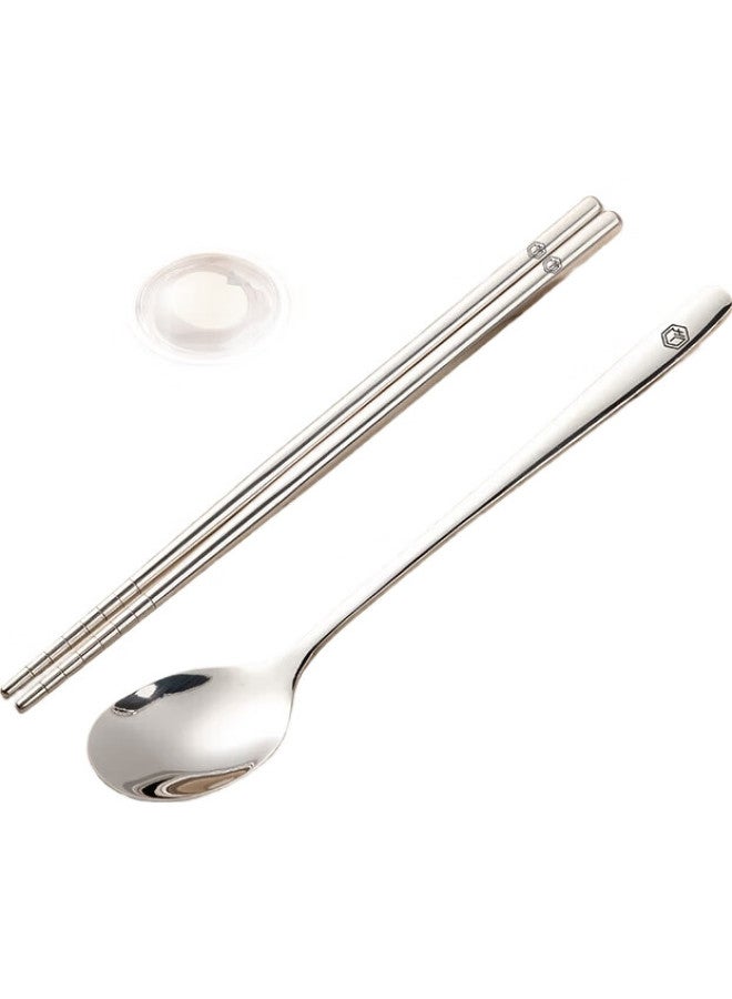 JD.com Jingzao Cute Space Capsule Portable Tableware Set, 304 Stainless Steel Spoon And Chopsticks, 3-Piece Set, Student Takeaway Cream-Colored Tableware - Image 2