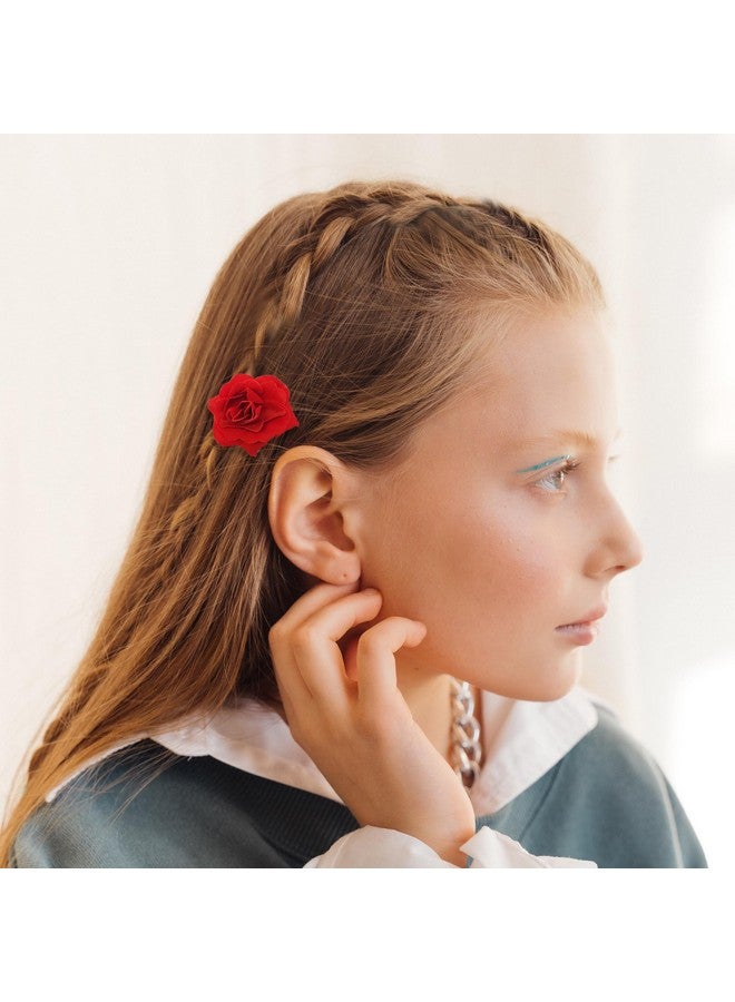 Comet Busters Beautiful Artificial Rose Flower Hair Clip For Hair Styling (Pack Of 3) (Red) (HAO097) - Image 5
