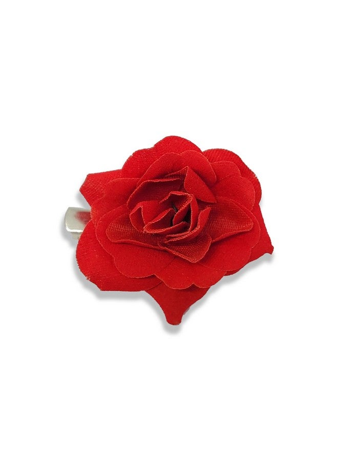 Comet Busters Beautiful Artificial Rose Flower Hair Clip For Hair Styling (Pack Of 3) (Red) (HAO097) - Image 1