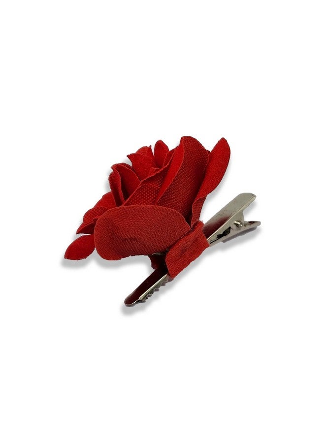 Comet Busters Beautiful Artificial Rose Flower Hair Clip For Hair Styling (Pack Of 3) (Red) (HAO097) - Image 3