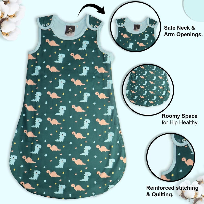Adhigams New Born Baby Dino Doddle Stylish Cotton Sleeping Bag for Baby boy and Girl | For 0 to 12 Months (Pack of 1) - Image 3