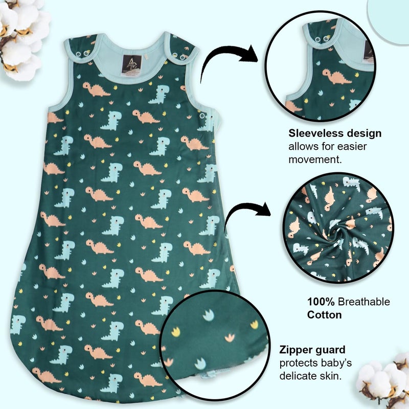 Adhigams New Born Baby Dino Doddle Stylish Cotton Sleeping Bag for Baby boy and Girl | For 0 to 12 Months (Pack of 1) - Image 4