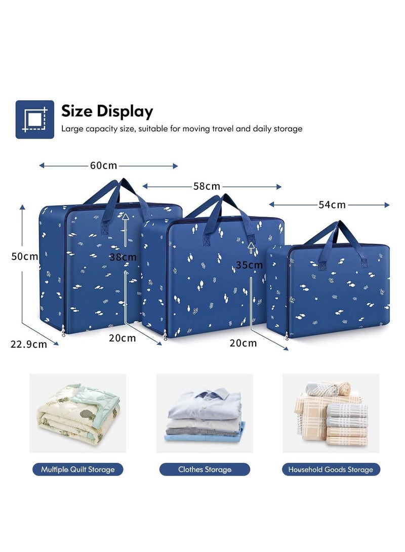 DUNISO 3 Pcs Strong Storage Laundry Bags，Moving Storage Bags with Zipper and Handles，Reusable Waterproof and Dustproof Heavy Duty Organizer Bags，for Clothes, Bedding, Pants, Socks, Toys  - Image 4