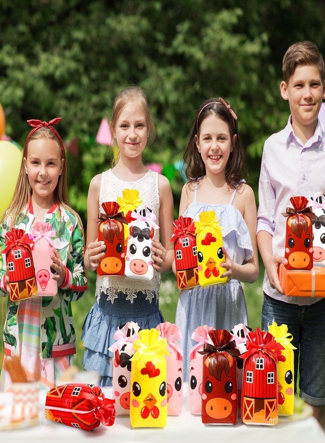Bulyoou 50 Pcs Farm Party Bags Bulk Plastic Farm Animals Drawstring Bags Barnyard Birthday Gift Bags Farm Barn Goodie Bag for Kids Adults Farm Themed Birthday Baby Shower Party Favors Decor(Farm) - Image 5