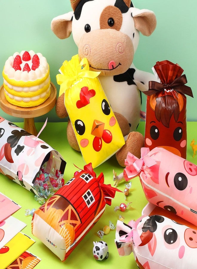 Bulyoou 50 Pcs Farm Party Bags Bulk Plastic Farm Animals Drawstring Bags Barnyard Birthday Gift Bags Farm Barn Goodie Bag for Kids Adults Farm Themed Birthday Baby Shower Party Favors Decor(Farm) - Image 4