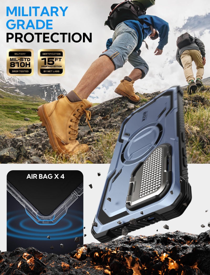 I-blason حافظة i-Blason Armorbox لهاتف Samsung Galaxy S25 Ultra مع غطاء كاميرا وحامل MagSafe [حماية عسكرية] حافظة هاتف مغناطيسية ثقيلة كاملة الجسم مع واقي شاشة لهاتف S25 Ultra بحجم 6.9 بوصة، زرقاء - Image 3