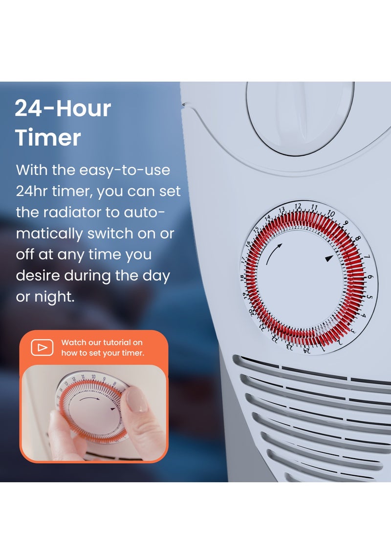 برو_بريز مدفأة زيتية مزودة بـ 11 ريشة، مدفأة كهربائية رفيعة، مدفأة زيتية محمولة مع مؤقت مدمج لمدة 24 ساعة، 3 إعدادات للحرارة، منظم حرارة قابل للتعديل - Image 4