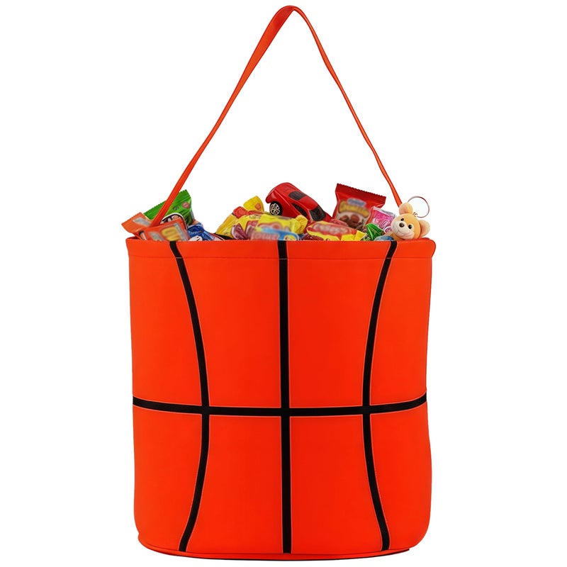 XinblueCo Basketball Basket Canvas Easter Egg Hunt Baskets Halloween Trick or Treat Candy Bucket for Halloween Easter - Image 1