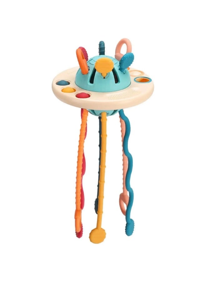 Safe Teething Toys, Montessori Toys with Bright Colors and Unique Shape, Early Development Activity Pull String Toys, Sensory Toy with Sliding Magic Balls, Baby Travel Toys, Fine Motor Skill Toys for Toddlers, Made of High-Quality Plastic ABS and Food-Grade Silicone