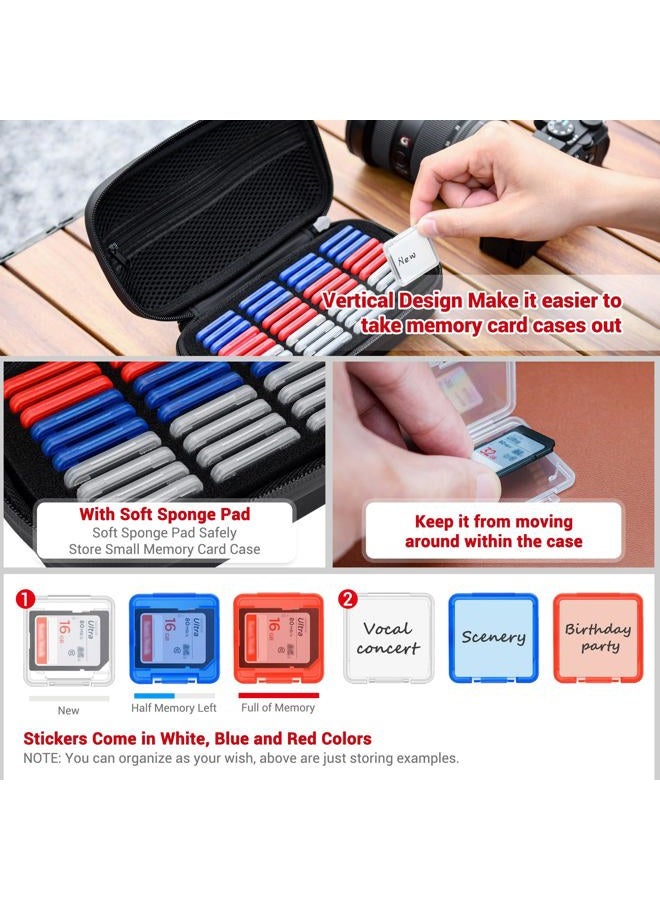 Kiorafoto EVA Hard Shell SD Card Case with 40 PCS Individual Plastic Memory Card Holder for 40 SD SDXC SDHC Cards,Dual Protect Water-Resistant Anti-Shock SD Card Carrying Case Organizer with Handle & Labels - Image 3