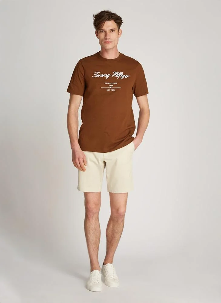تومي هيلفيغر Logo Print  Crew Neck T-Shirt