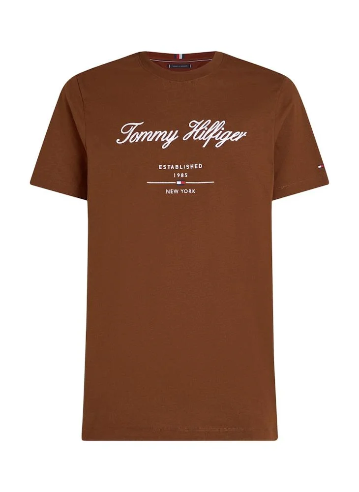 تومي هيلفيغر Logo Print  Crew Neck T-Shirt