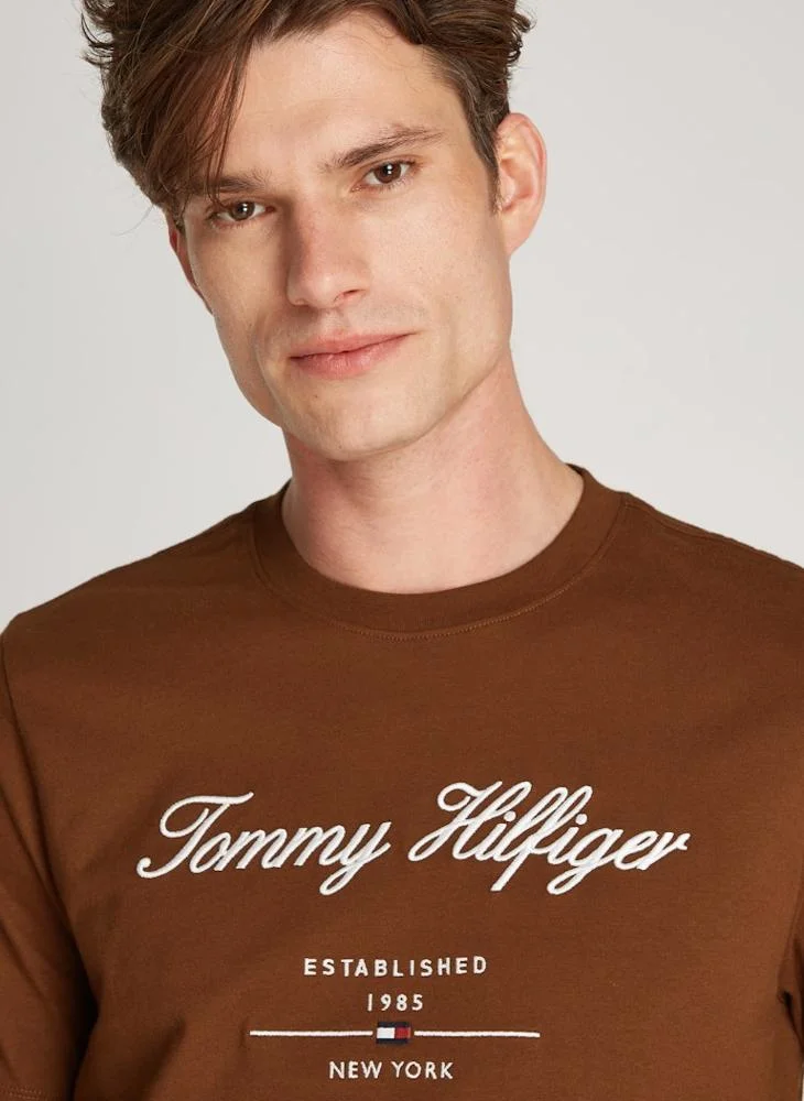 تومي هيلفيغر Logo Print  Crew Neck T-Shirt