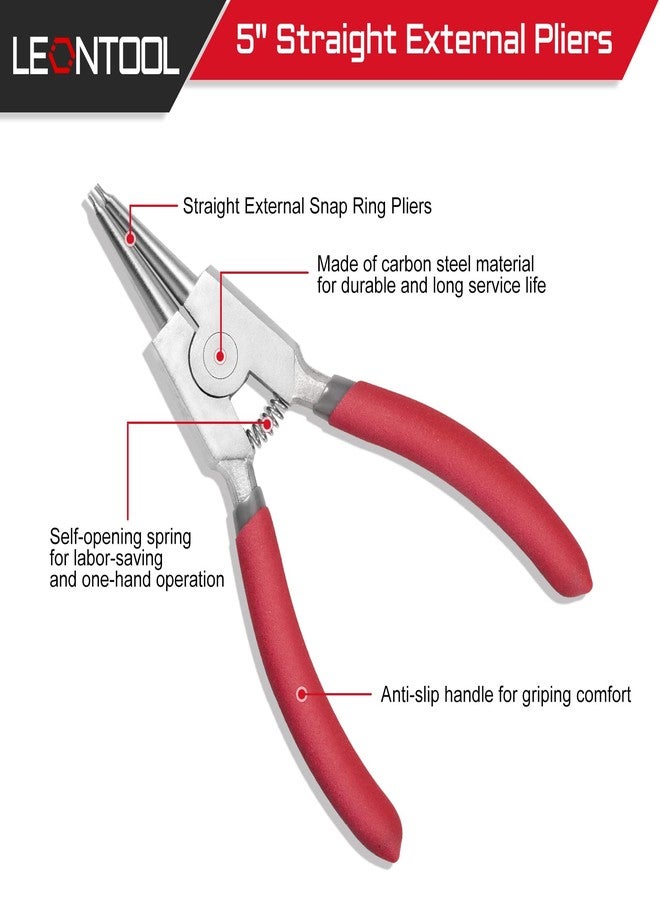 LEONTOOL External Circlip Pliers - 5-Inch Snap Ring Pliers for Ring Remover, Retaining and Hose Removal - Image 2