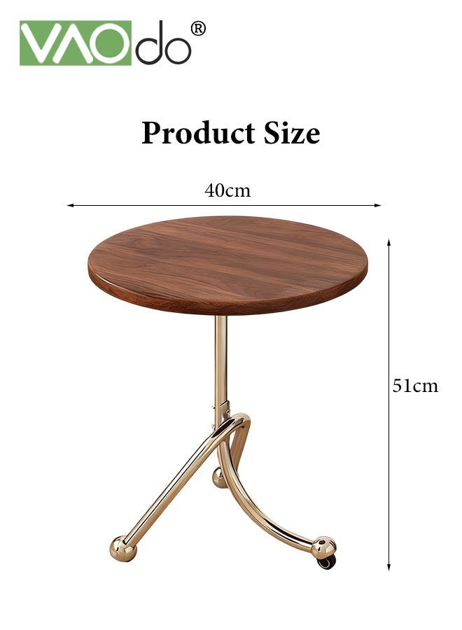 فاو دو طاولة جانبية مستديرة، طاولة جانبية/طاولات صغيرة، طاولة صينية خشبية داخلية وخارجية مع حامل معدني، طاولة جانبية لغرفة المعيشة أو غرفة النوم أو المكتب أو المساحات الصغيرة - Image 3