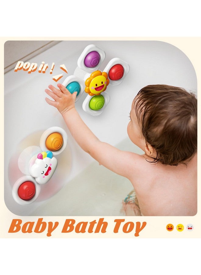 spring flower SpringFlower Suction Cup Spinner Toys, Baby Bath Toys for 12 18 Months Boy&Girl, Sensory Toys Bath Toys Travel Table Toy for Toddlers, Birthday Baby Gifts for 1 2 3 Year Old Toddler - Image 2