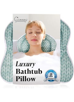 LADYMCBATH Lady McBath Bath Pillow - Luxury Bath Pillows for Tub Neck and Back Support - Powerful Suction Cups, Machine Washable Bathtub Accessory for Relaxation (Turquoise) 