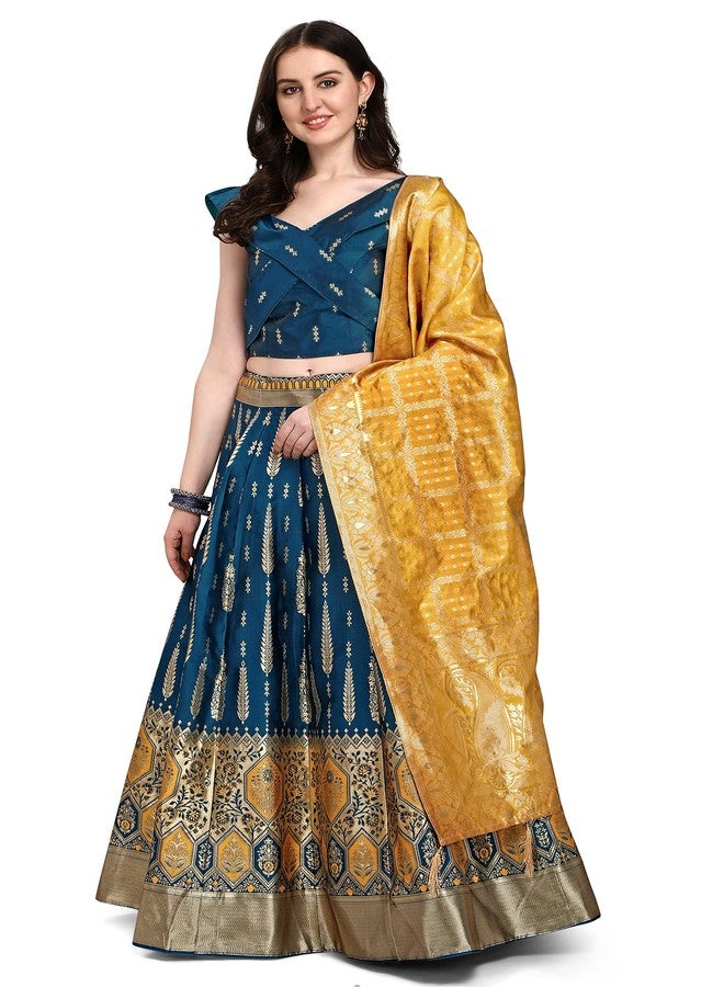 PURVAJA جاكار نسائي شبه مخيط Lehenga choli (Swastik-Rama_Rama_Free Size) - Image 3