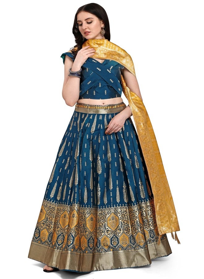PURVAJA جاكار نسائي شبه مخيط Lehenga choli (Swastik-Rama_Rama_Free Size) - Image 1