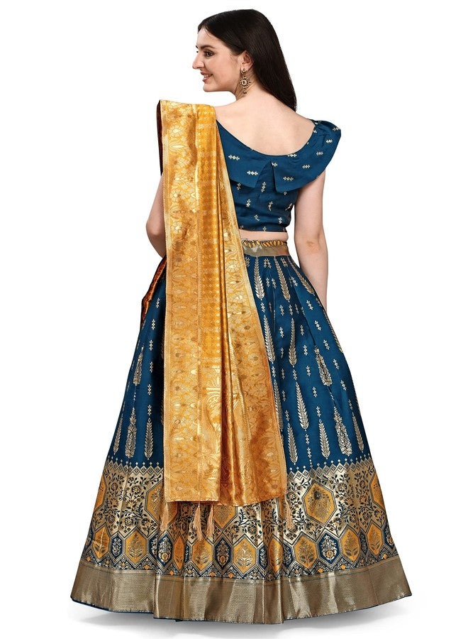 PURVAJA جاكار نسائي شبه مخيط Lehenga choli (Swastik-Rama_Rama_Free Size) - Image 2