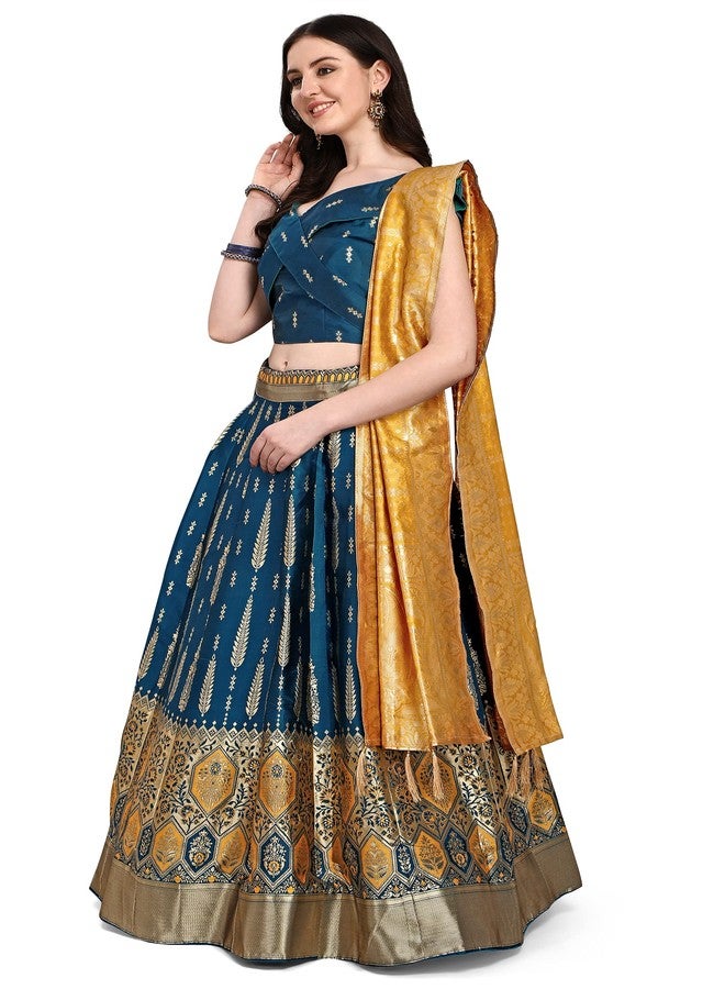 PURVAJA جاكار نسائي شبه مخيط Lehenga choli (Swastik-Rama_Rama_Free Size) - Image 4