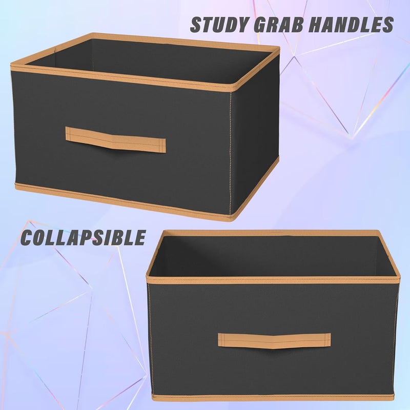 Kuber Industries Foldable Boxes For Storage Pack of 2 Multipurpose Storage Organizer For Clothes Wardrobe Closet Toys Books Socks Undergarment Organizer Basket With Handle Black - Image 5