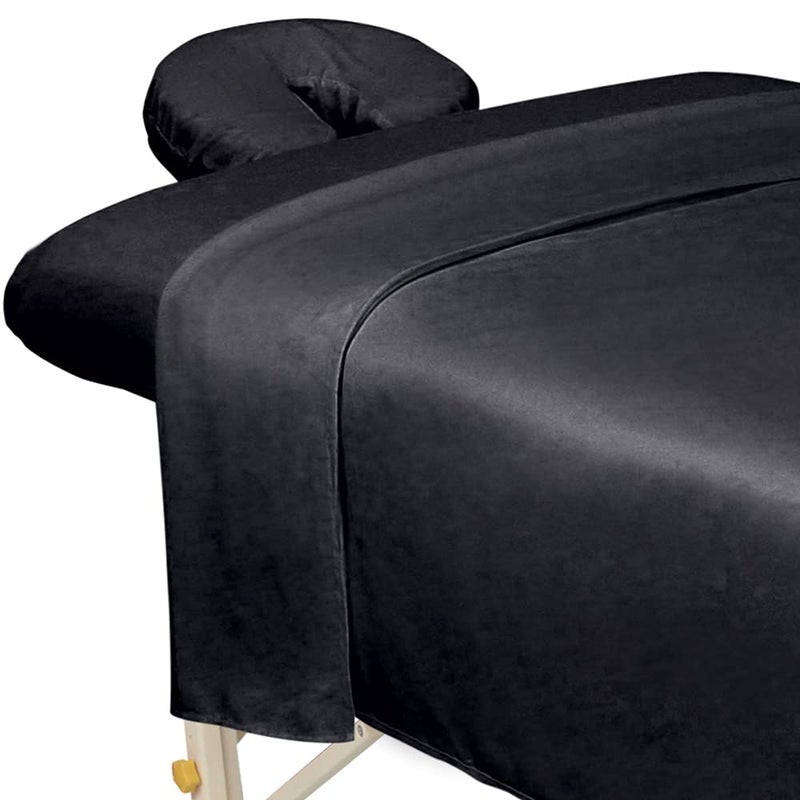 ForPro Professional Collection ForPro Professional Collection Premium Microfiber 3Piece Massage Sheet Set Black UltraLight Stain and WrinkleResistant Includes Massage Flat and Fitted Sheet and Massage Face Rest Cover 